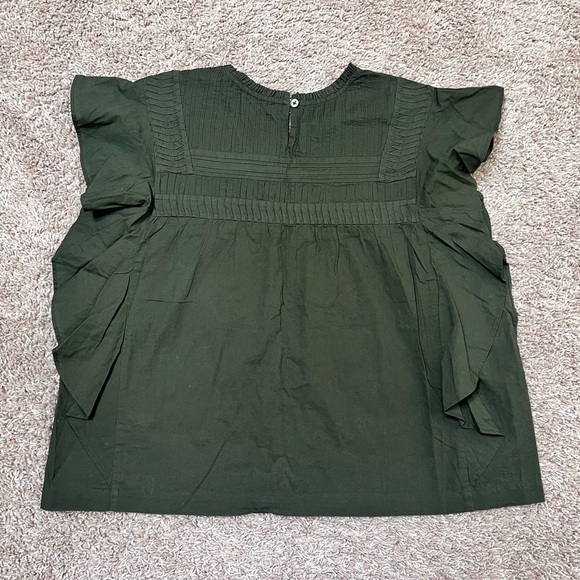 Amour Vert Organic Cotton Ruffle Short Sleeve Blouse - Picture 7 of 11